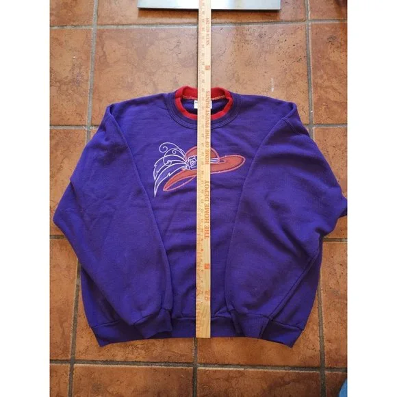 Red Hat Society Vintage Morning Sun Sweatshirt Purple‎ Double Collar - Picture 5 of 6